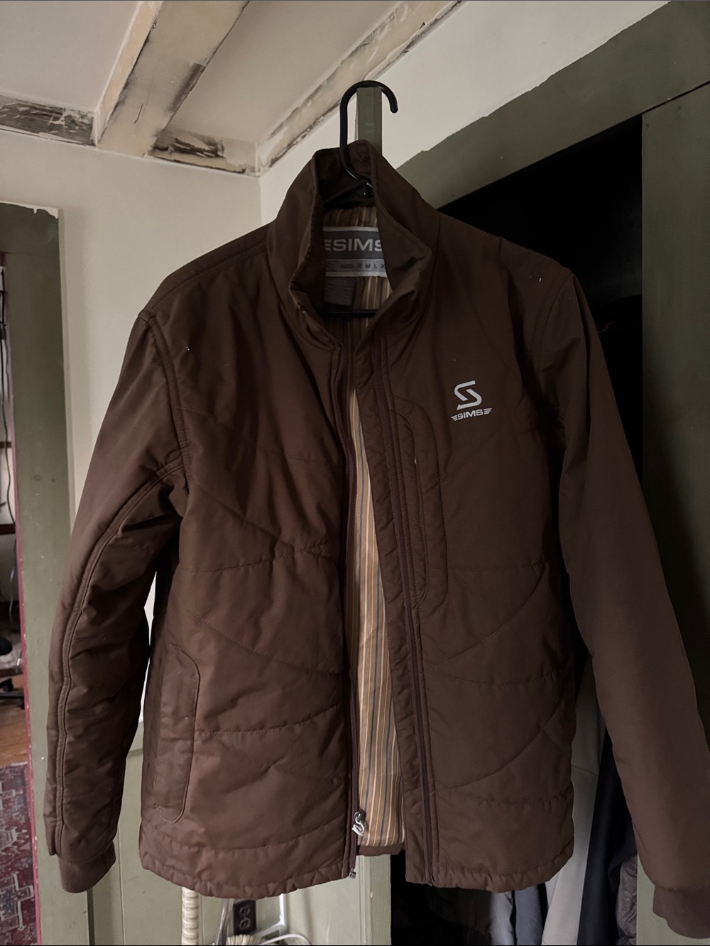 SIMMS Men's Brown Insulated Quilted Puffer Jacket